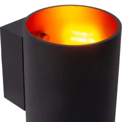 Wandlamp Xera, zwart, Ø 8 cm, downlight, aluminium