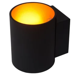 Wandlamp Xera, zwart, Ø 8 cm, downlight, aluminium