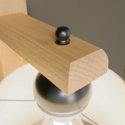 Wandlamp Zweden, wit, textiel, eikenhout, breedte 20 cm