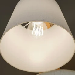 Wandlamp Zweden, wit, textiel, eikenhout, breedte 20 cm