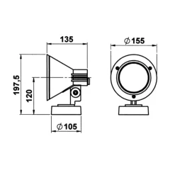 Wandspot 643 W, wit, IP54, E27, aluminium, draaibaar