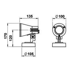 Wandspot 639, wit, draaibaar en zwenkbaar