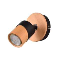 Wandspot Aruni van hout, 1-lamp, zwart