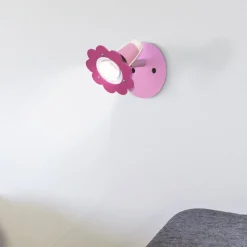 Wandspot bloem, roze, 1-lamp