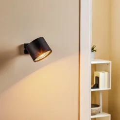 Wandspot Bot, zwart, beweegbaar