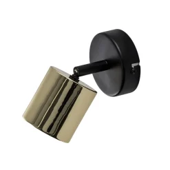 Wandspot Demia, zwart/messingkleurig, 10 cm breed, GU10