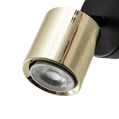 Wandspot Demia, zwart/messingkleurig, 10 cm breed, GU10