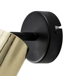 Wandspot Demia, zwart/messingkleurig, 10 cm breed, GU10