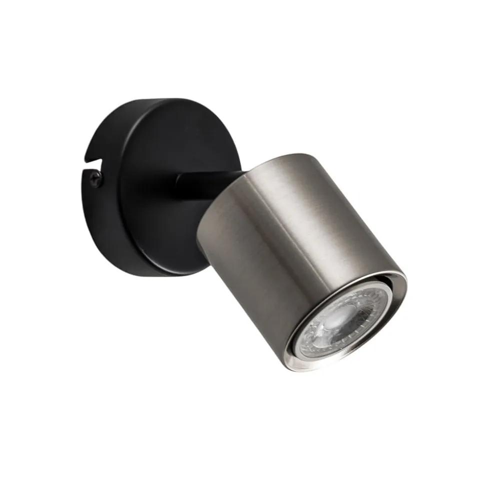 Wandspot Demia, zwart/nikkelkleurig, 10 cm breed, GU10