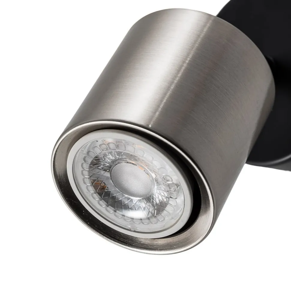 Wandspot Demia, zwart/nikkelkleurig, 10 cm breed, GU10