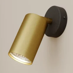 Wandspot Eye Spot 1-lamp, zwart/messing