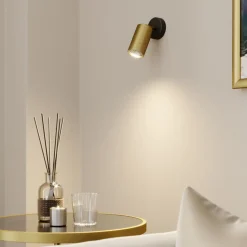 Wandspot Eye Spot 1-lamp, zwart/messing