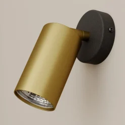 Wandspot Eye Spot 1-lamp, zwart/messing