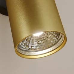 Wandspot Eye Spot 1-lamp, zwart/messing