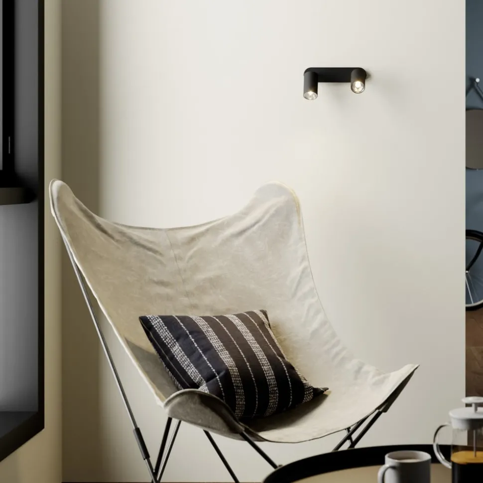 Wandspot Eye Spot 2-lamps, zwart