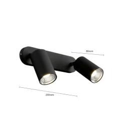 Wandspot Eye Spot 2-lamps, zwart
