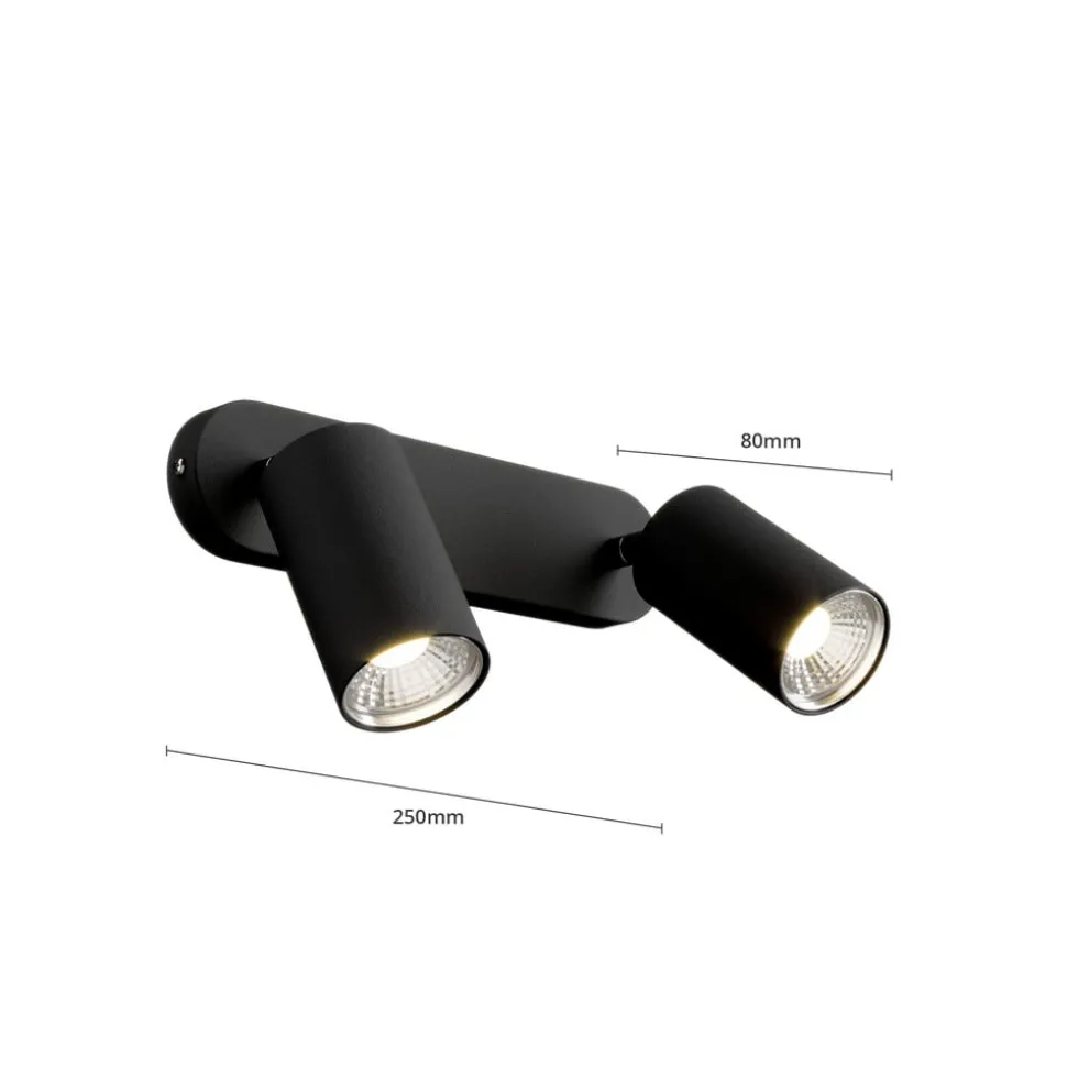 Wandspot Eye Spot 2-lamps, zwart