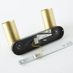 Wandspot Eye Spot 2-lamps, zwart/messing