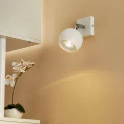 Wandspot Flame van staal, wit