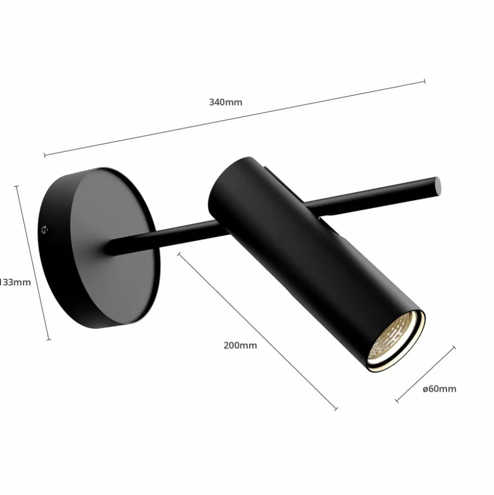 Wandspot Leda 1, 1-lamp, zwart