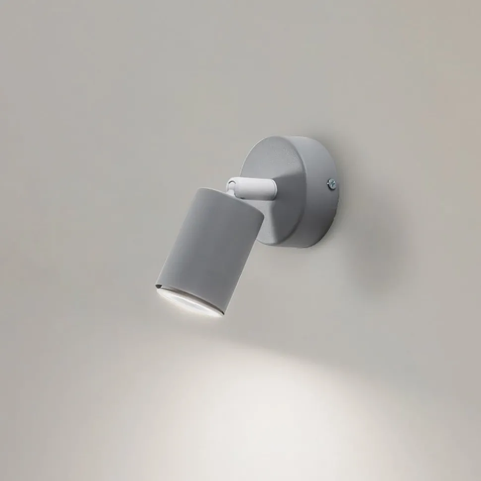 Wandspot Livia, grijs, 13 cm, metaal, verstelbaar, GU10