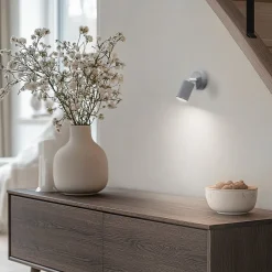 Wandspot Livia, grijs, 13 cm, metaal, verstelbaar, GU10