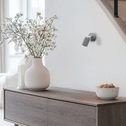 Wandspot Livia, grijs, 13 cm, metaal, verstelbaar, GU10