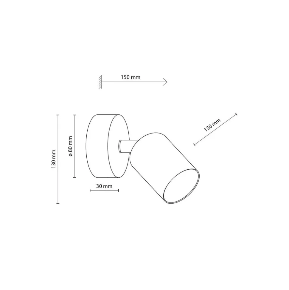 Wandspot Livia, grijs, 13 cm, metaal, verstelbaar, GU10