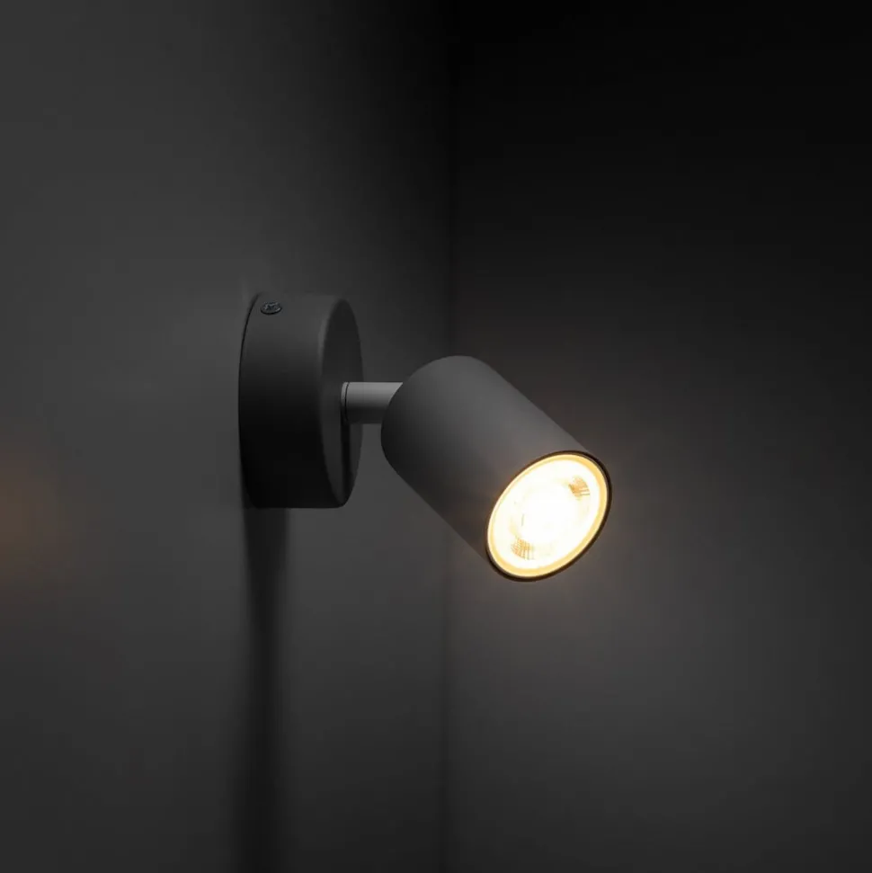 Wandspot Livia, grijs, 13 cm, metaal, verstelbaar, GU10