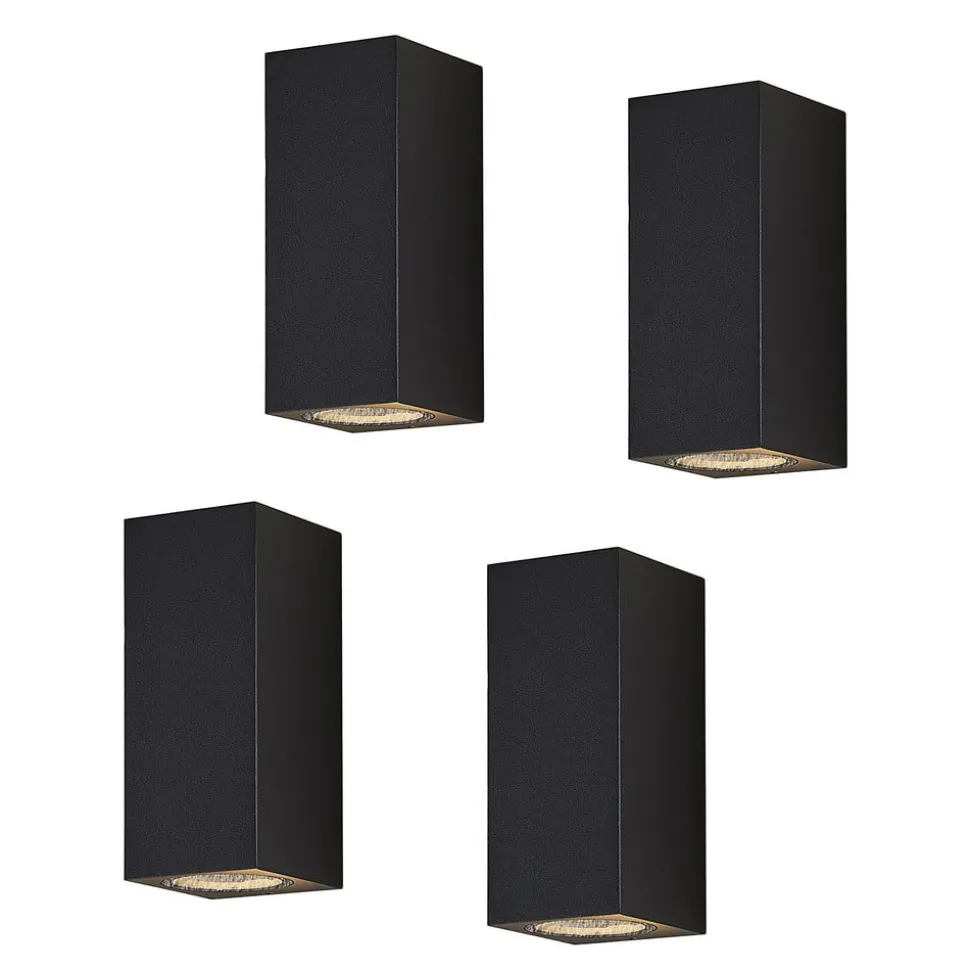 Wandspot Lucande Lavina, 17 cm, antraciet, 2-lamps, 4 stuks