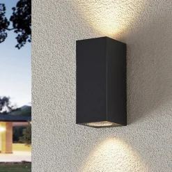 Wandspot Lucande Lavina, 17 cm, antraciet, 2-lamps, 4 stuks