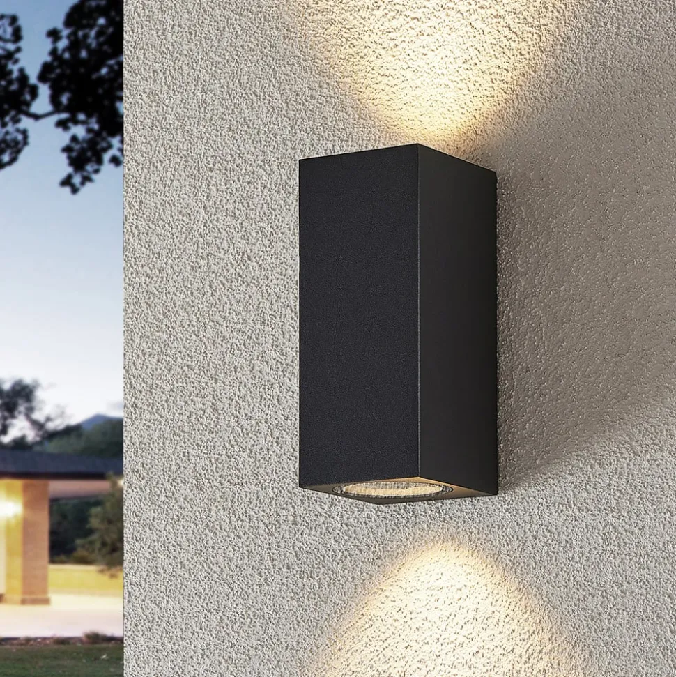 Wandspot Lucande Lavina, 17 cm, antraciet, 2-lamps, 4 stuks