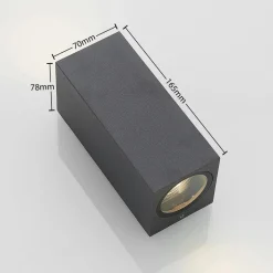 Wandspot Lucande Lavina, 17 cm, antraciet, 2-lamps, 4 stuks