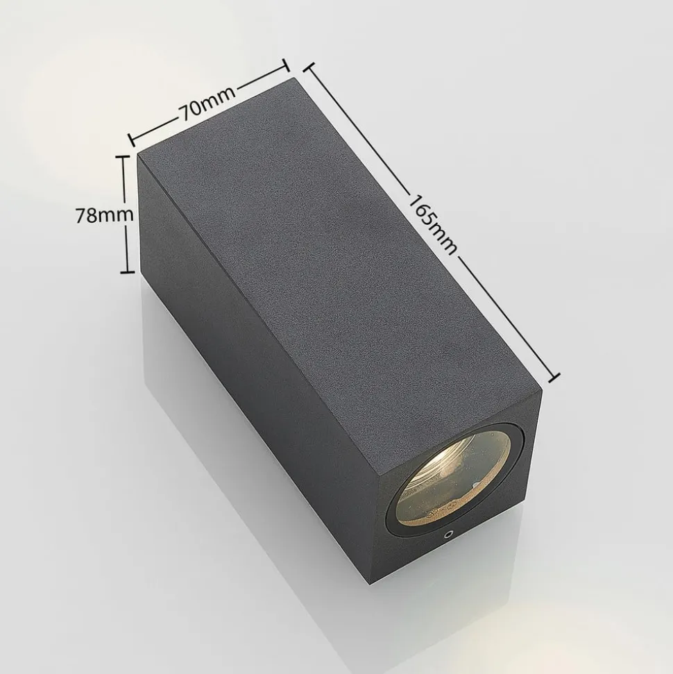 Wandspot Lucande Lavina, 17 cm, antraciet, 2-lamps, 4 stuks