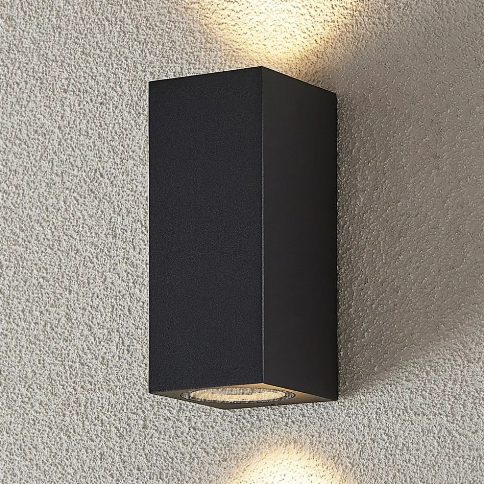 Wandspot Lucande Lavina, 17 cm, antraciet, 2-lamps, 4 stuks