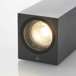 Wandspot Lucande Lavina, 17 cm, antraciet, 2-lamps, 4 stuks