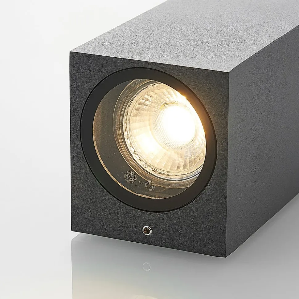 Wandspot Lucande Lavina, 17 cm, antraciet, 2-lamps, 4 stuks