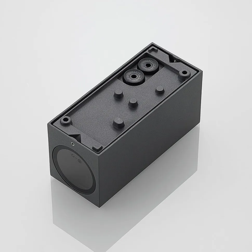 Wandspot Lucande Lavina, 17 cm, antraciet, 2-lamps, 4 stuks