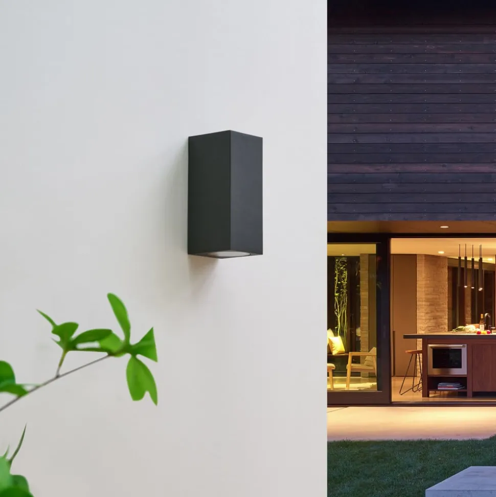 Wandspot Lucande Lavina, 17 cm, antraciet, GU10, 2-lamps.