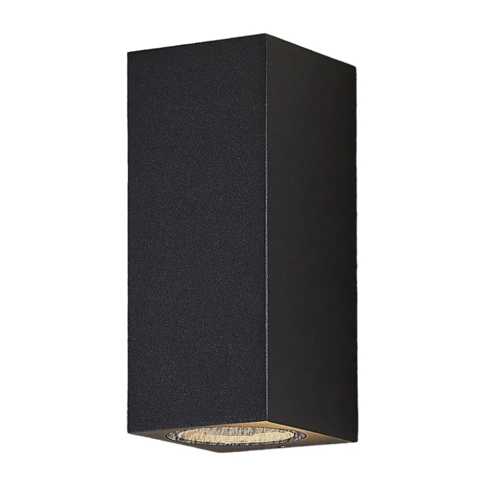 Wandspot Lucande Lavina, 17 cm, antraciet, GU10, 2-lamps.