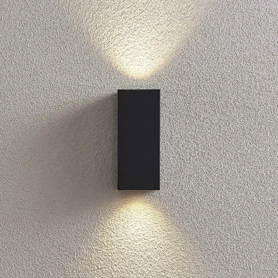 Wandspot Lucande Lavina, 17 cm, antraciet, GU10, 2-lamps.