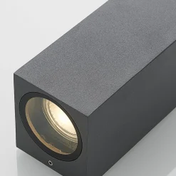 Wandspot Lucande Lavina, 17 cm, antraciet, GU10, 2-lamps.