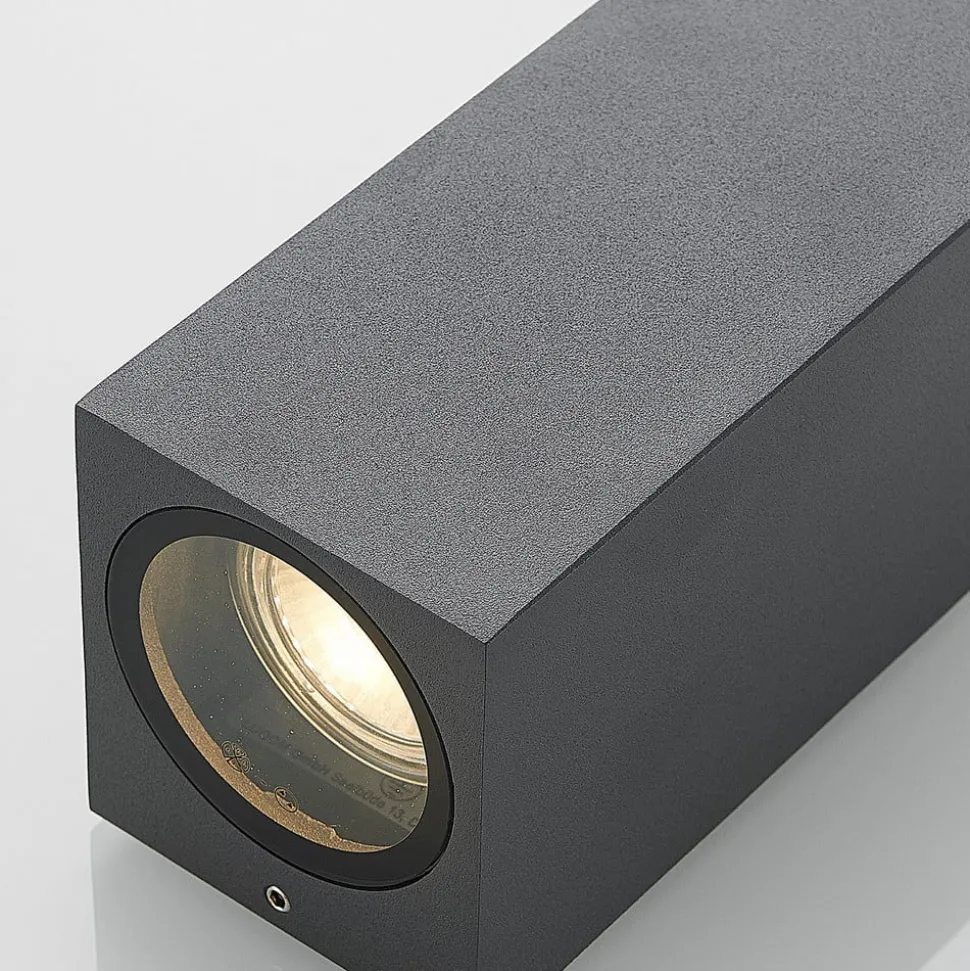 Wandspot Lucande Lavina, 17 cm, antraciet, GU10, 2-lamps.