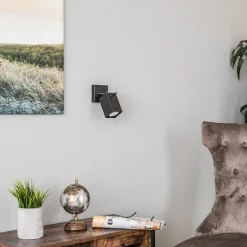 Wandspot Square, zwart, 1-lamp