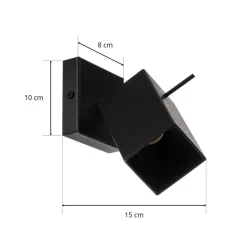 Wandspot Square, zwart, 1-lamp