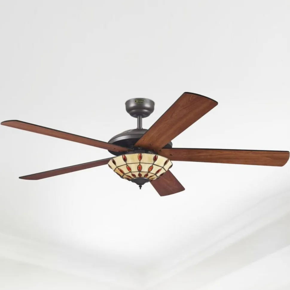 Westinghouse Comet T - Ventilator met Tiffany glas