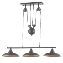 Westinghouse hanglamp Iron Hill, zwart, 3-lamps
