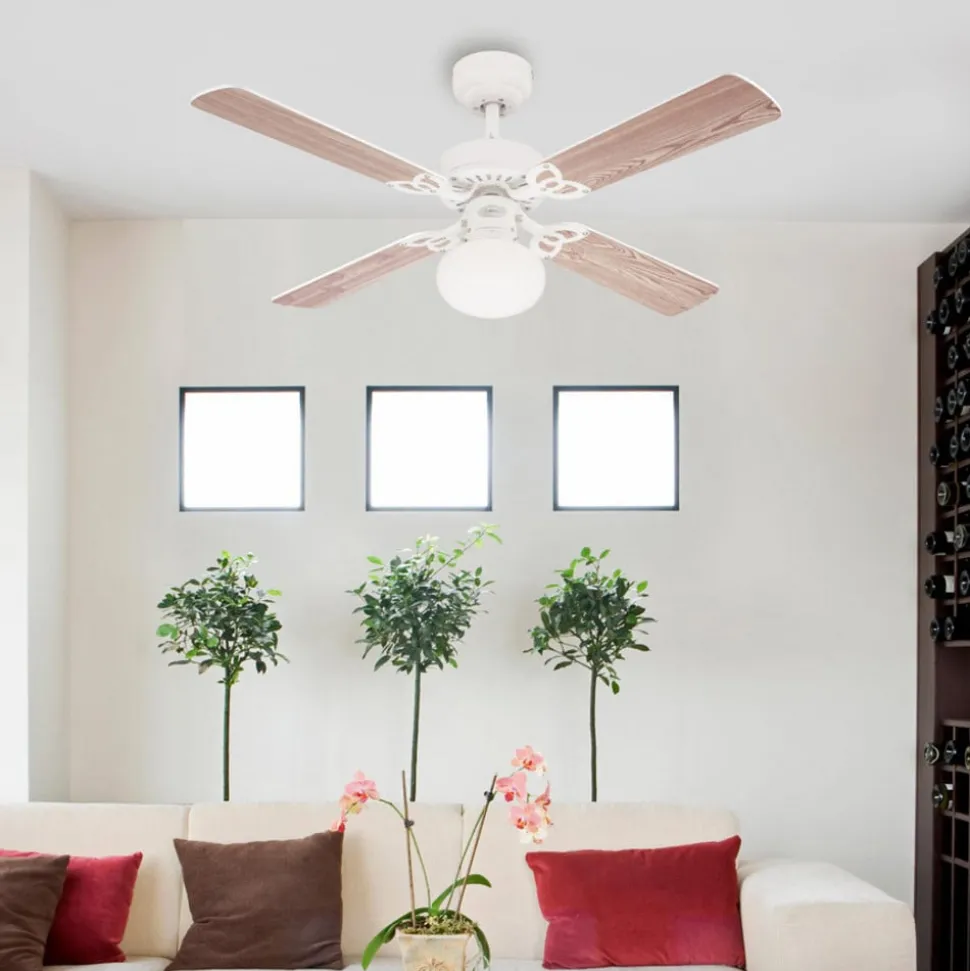 Westinghouse Vegas ventilator licht wit/dennenhout