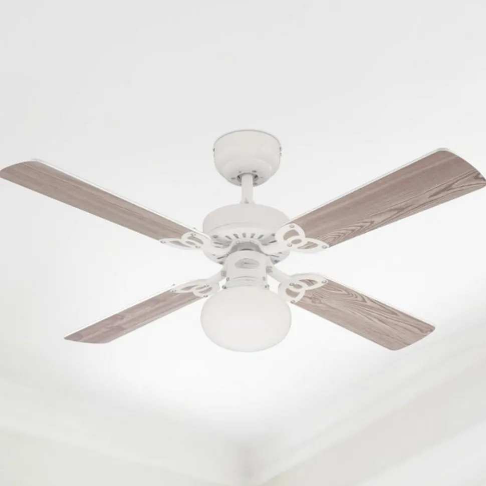 Westinghouse Vegas ventilator licht wit/dennenhout