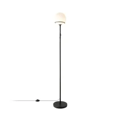 Wilson vloerlamp, metaal, zwart, glazen bolkap